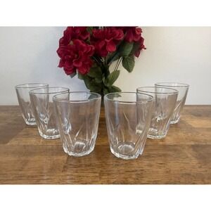 Vintage Vetravir Italy Clear Swirl Tumblers Set of 6 Heavy Bar Glasses Barware